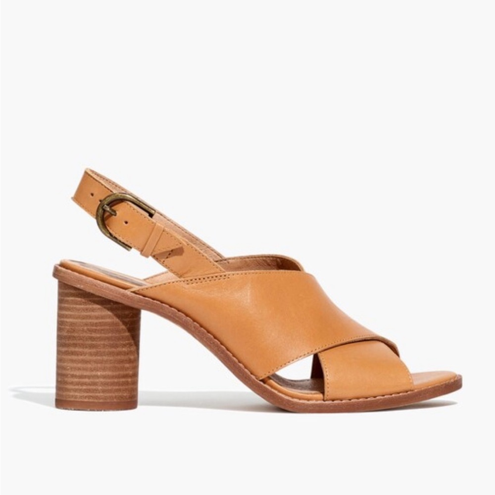 Madewell Tan Leather Crossover Slingback Sandals